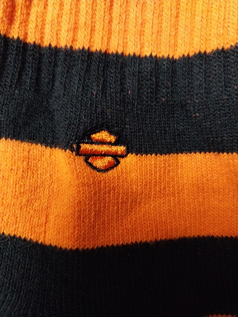 Harley-Davidson Black & Orange Striped Crew Socks with Logo - Picture 4 of 4